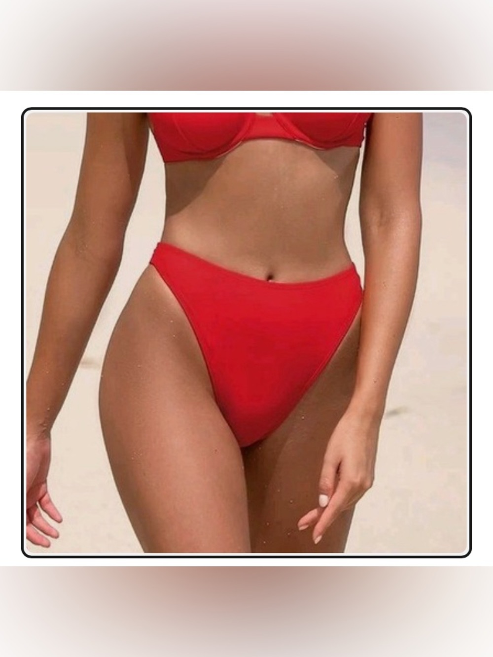 Cupshe High-Waist High-Cut Bikini Bottoms in Red